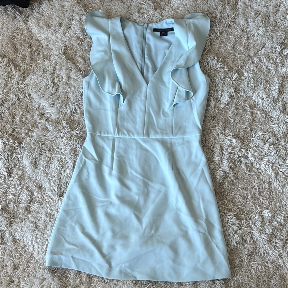 French Connection Blue Ruffled Sheath Mini Dress